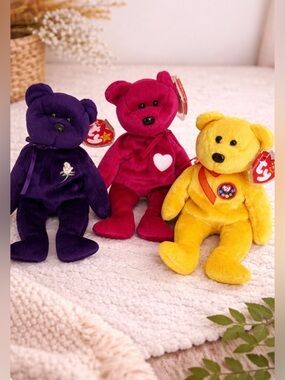 #205 Ty Beanie Babies 🧸 Bear Bundle Princess Valentina Tradee Lot of 3 Vintage